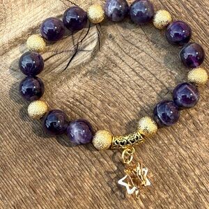 Elegant Dark purple dragon vein and gold beads with star charm